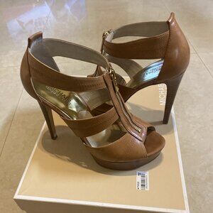 Michael Kors Berkley Platform Brown Platform Heel Sandal